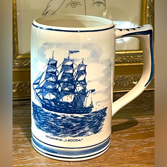 Delfts Other - Vintage (1940) G.K.B. Hand Painted Whaleship Lagoda Delfts Holland Mug or Stein